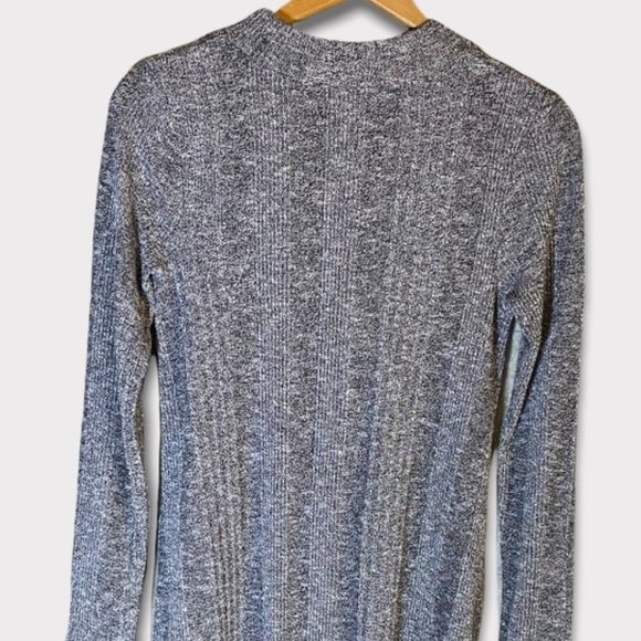 Mossimo Heathered Gray Wide Ribbed Knit Mock Neck Long Sleeve Swing Dress - Picture 9 of 9